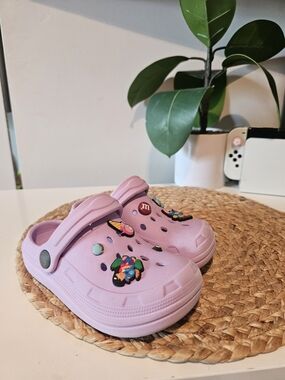 Kids Pink Clog Sandals with Decorative Charms